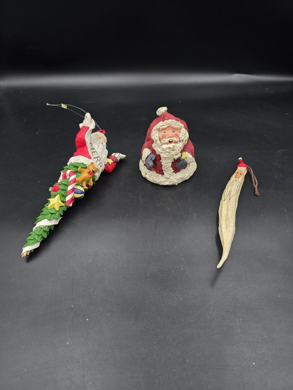 Red Santa Holiday Ornament Trio - Unbranded